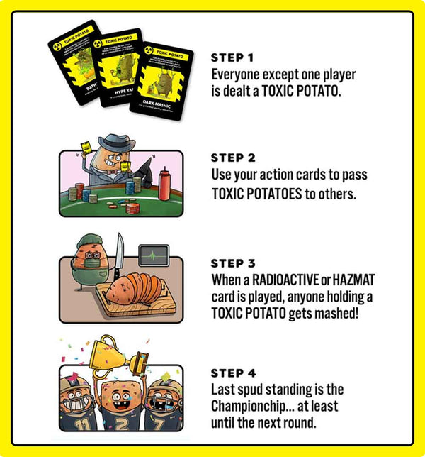 A rundown of how to play Toxic Potato with a four-step breakdown.
